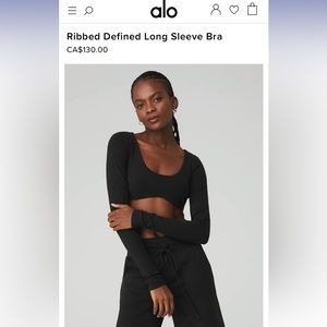Alo Ribbed Defined Long Sleeve Bra